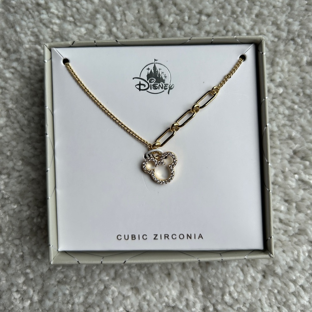Disney Gold Cubic Zirconia Mickey Pendant Necklace